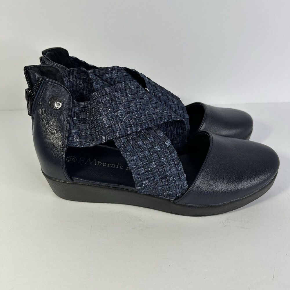 Bernie Mev - ADELE - Woven Crossover Wedge Jeans Navy Blue Size 39/US 8